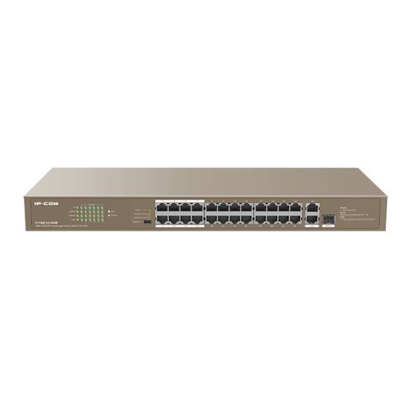 IP-COM F1126P-24-250W 24 PORT 10/100 24 PORT POE 2 PORT UPLINK 1 SFP 250 WATT غير قابل للإدارة RACK MOUNT SWITCH