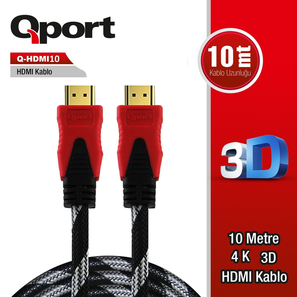 QPORT Q-HDMI10 HDMI Кабель 10MT Ver1.4 Позолоченный 3D