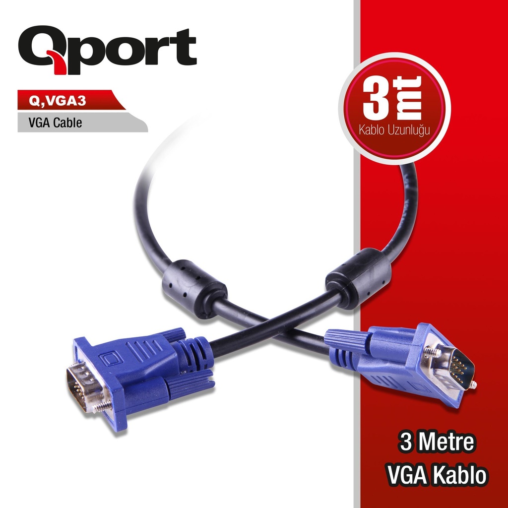 QPORT Q-VGA3 3MT VGA كابل