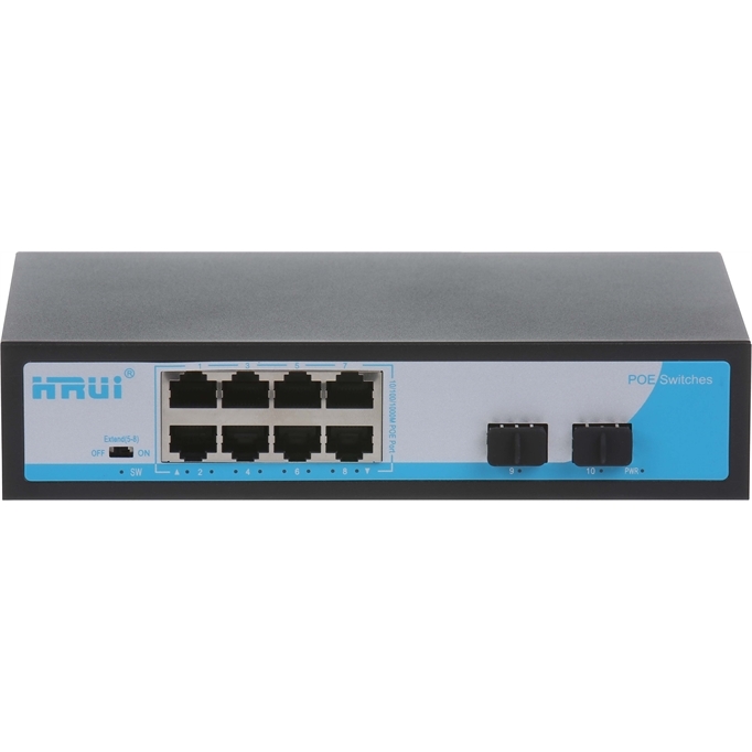 HRUI HR901-AF-8P2S 8 PORT 10/100/1000 8 PORT POE 2 X SFP 120W Неуправляемый SWITCH
