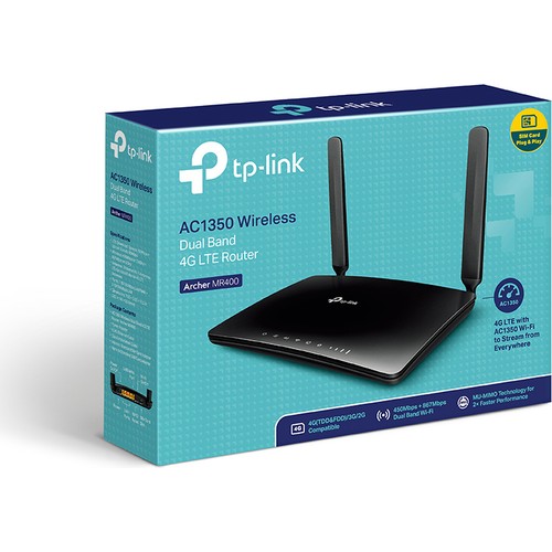 TP-LINK ARCHER MR400 AC1200 4 PORT 2 ANTEN 2.4/5GHz 4G LTE SIM KART Inputs ROUTER
