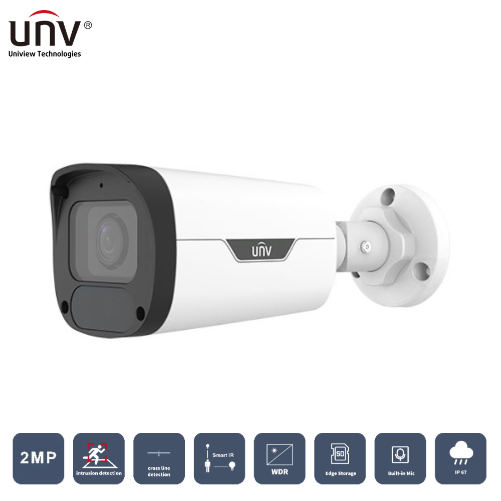 UNIVIEW IPC2322LB-ADEZK-H 2MP 2.8-12MM MOTORIZE 50MT H265+ IP67/IK10 Встроенный микрофон/аудио IR BULLET IP Камера