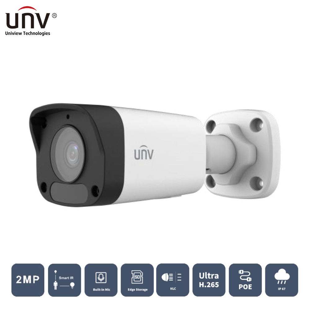 UNIVIEW IPC2122LB-ASF28K-A 2MP 2.8MM 30MT H265+ IP67 Встроенный микрофон/аудио IR BULLET IP Камера