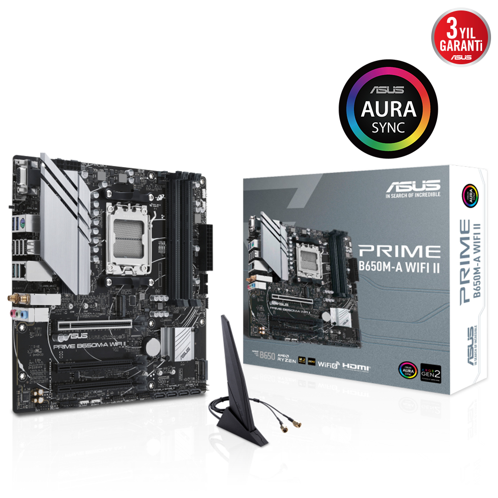 ASUS PRIME B650M-A WIFI II 4xDDR5 DP+VGA+HDMI 2xM.2 AM5 لوحة أم