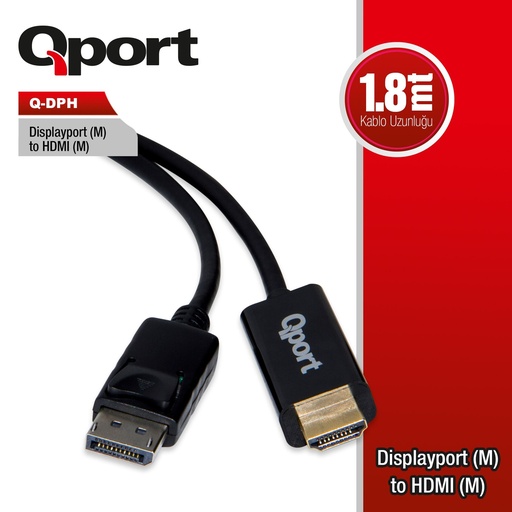 [11527] QPORT Q-DPH DISPLAY PORT TO HDMI 1.8MT Adapter Cable