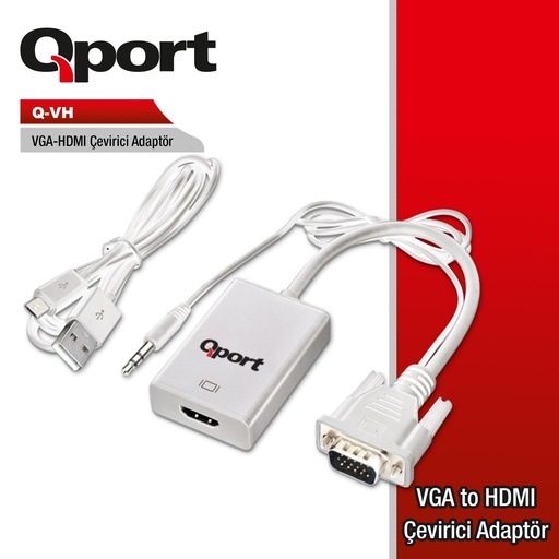 [11518] QPORT Q-VH VGA TO HDMI+SES محول محول