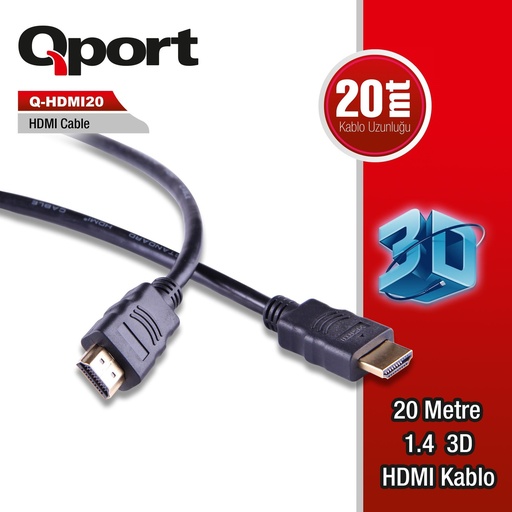 [11477] QPORT Q-HDMI20 HDMI كابل 20MT Ver1.4 مطلي بالذهب 3D