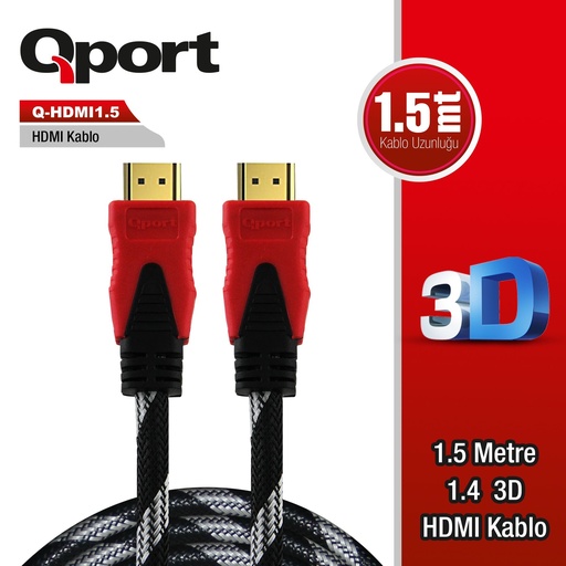 [11473] QPORT Q-HDMI1.5 HDMI Cable 1.5MT Ver1.4 Gold Plated 3D