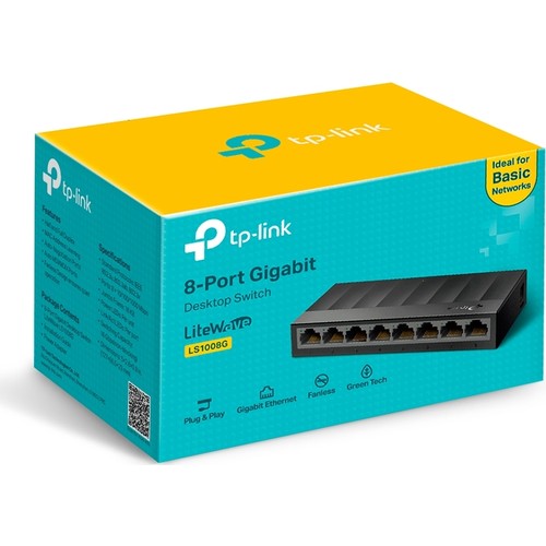 [14137] TP-LINK LS1008G 8 PORT 10/100/1000 غير قابل للإدارة DESKTOP SWITCH بلاستيك صندوق الكمبيوتر