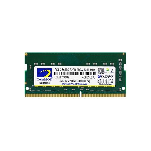 [17540] TWINMOS 32GB 3200Mhz DDR4 MDD432GB3200N NOTEBOOK RAM