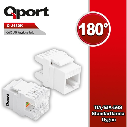 [20143] QPORT Q-J180K CAT6 UTP 180 DERECE KEYSTONE JACK