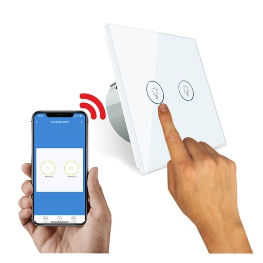 [19735] FONRİ WF3-EL3-0202-03 WIFI Wireless S1N2G Smart Touchscreen ÇİFTLİ DUVAR ANAHTARI