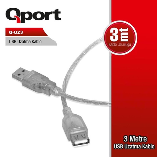 [20152] QPORT Q-UZ3 USB 2.0 USB Extension Cable 3 MT