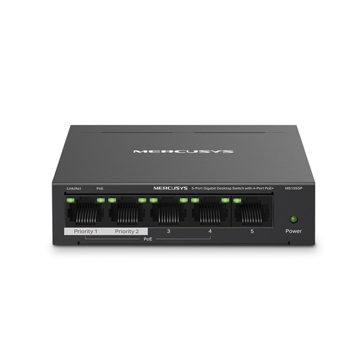 [21227] TP-LINK MERCUSYS MS105GP 5 PORT 10/100/1000 4 PORT POE+ Неуправляемый DESKTOP SWITCH Металлический Корпус