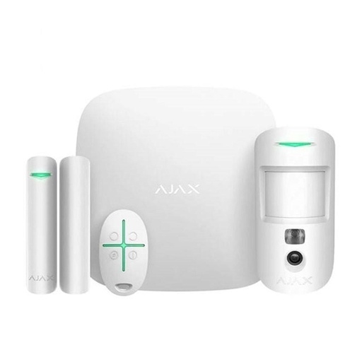 AJAX StarterKit Cam Plus طقم إنذار لاسلكي متكامل مع التحقق البصري بالصور (أبيض)