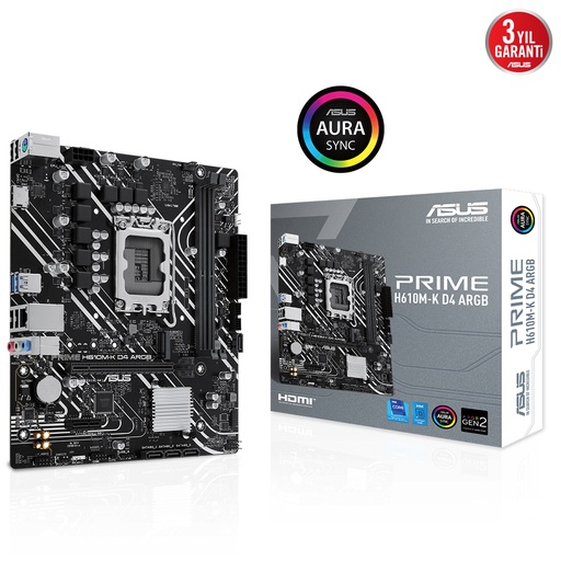 [21665] ASUS PRIME H610M-K D4 ARGB 2xDDR4 VGA/HDMI 1xM.2 1xGLAN 1700P Motherboard
