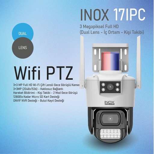 [22164] INOX 17 3+3 MP DUAL LENS 2560 × 1440 WIFI IP65 WIFI كاميرا