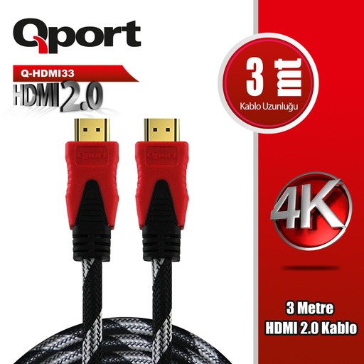 [23484] QPORT Q-HDMI33 HDMI Кабель 3MT Ver 2.0 4K Позолоченный
