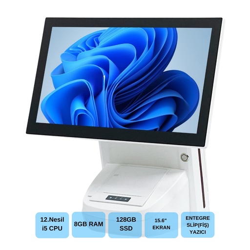 [23617] IROMX WP-1215W I5 12.GEN 8GB 128GB 15.6" WIFI/Встроенный SLİP YAZICILI Белый Промышленный POS PC