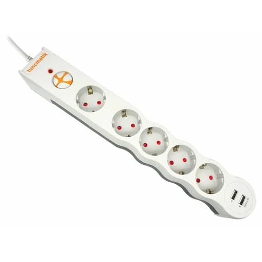 [24376] TUNÇMATİK POWERSURGE TSK5015 1050 JOULES 5'Lİ Белый /1.,5M /USB'Lİ AKIM С защитой Розетка