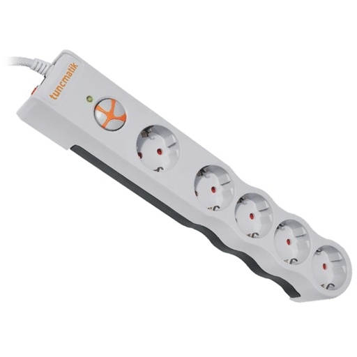 [24375] TUNÇMATİK POWERSURGE TSK6134 1050 JOULES 5'Lİ أبيض /1.5M AKIM محمي مقبس