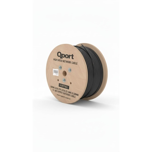 [24576] QPORT Q-CATFULL 500MT CAT6 OUTDOOR LSZH NETWORK كابل أسود 23 AWG