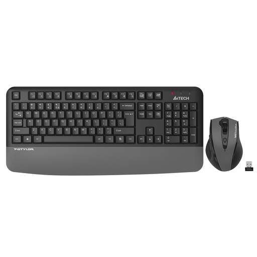 [25029] A4 TECH FG2500S PLUS لاسلكي وسائط متعددة رمادي/أسود 2.4 GHz /3200 DPI Q لوحة مفاتيح وفأرة