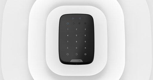 AJAX Keypad Plus لوحة مفاتيح لاسلكية مزودة بقارئ بطاقات وميداليات RFID (أبيض)