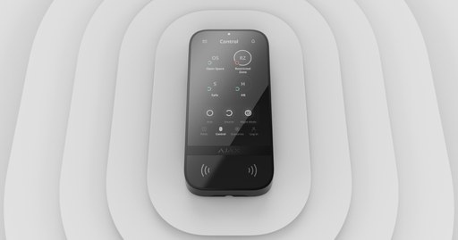 AJAX Keypad Touchscreen لوحة مفاتيح لاسلكية بشاشة لمس ملونة IPS (أسود)